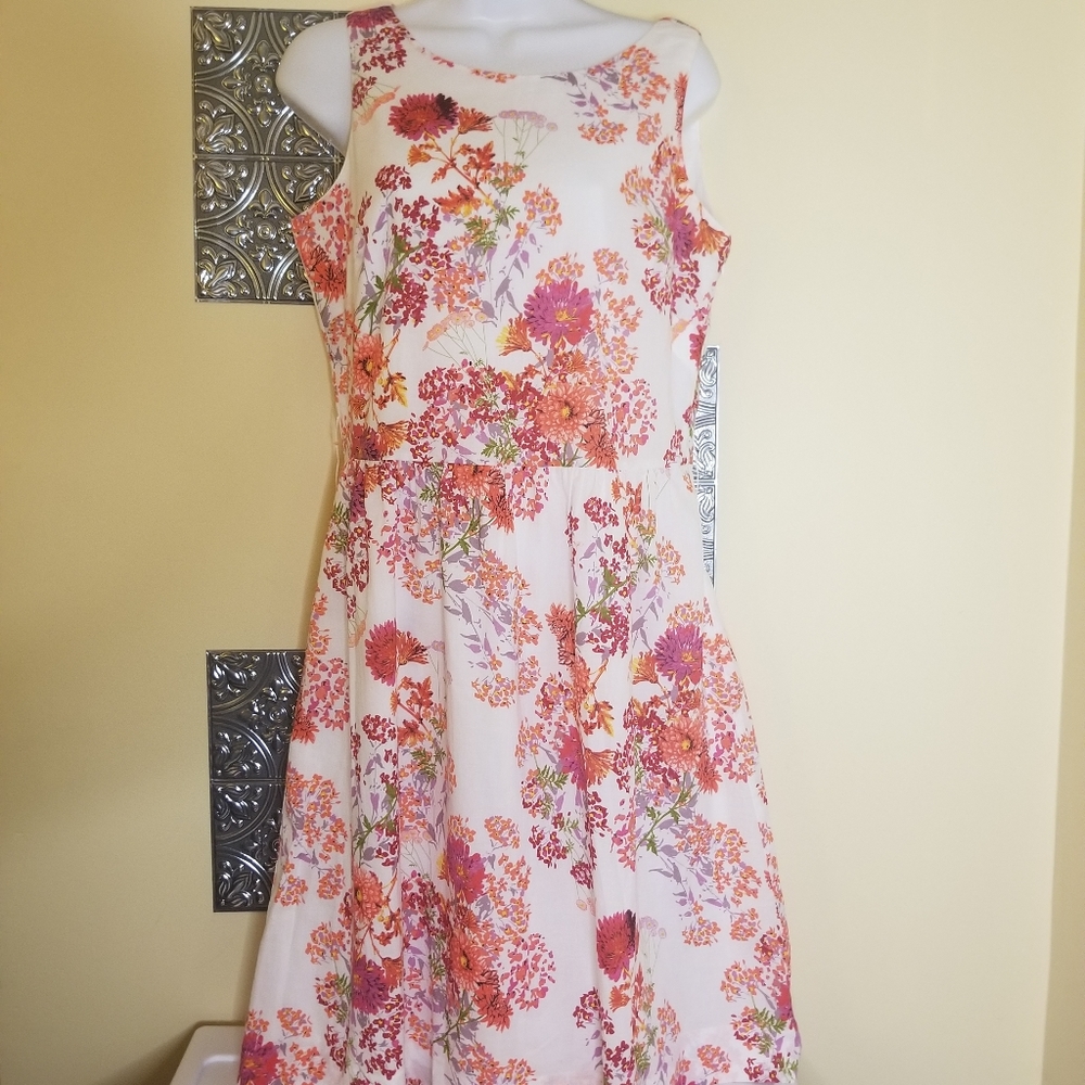 Garnet Hill Cotton Floral Print Dress Sz 2